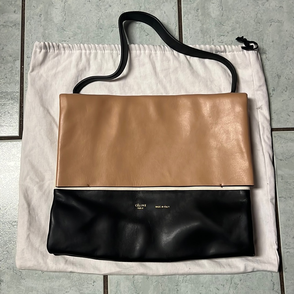 Three tone CELINE all soft leather shoulder bag